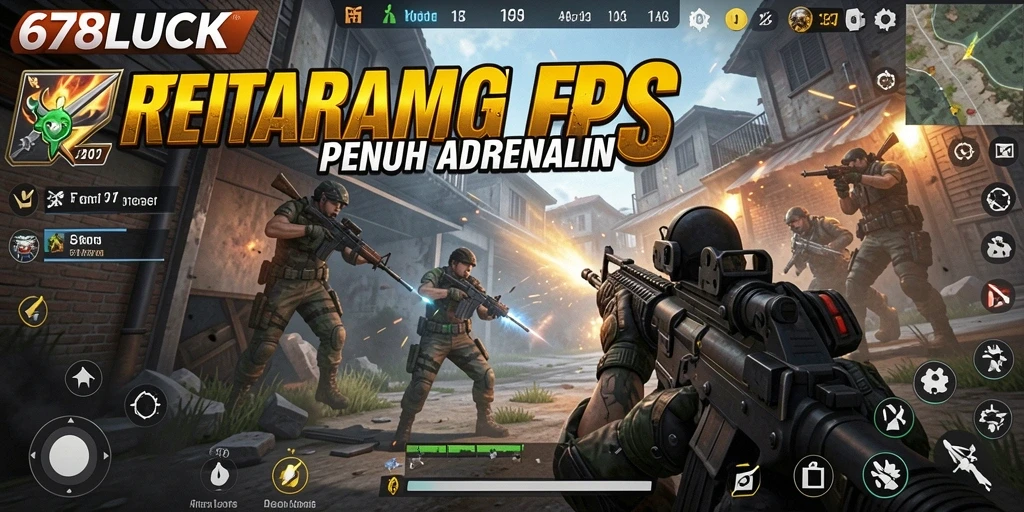 Screenshot utama 678LUCK menampilkan aksi pertempuran FPS yang intens.