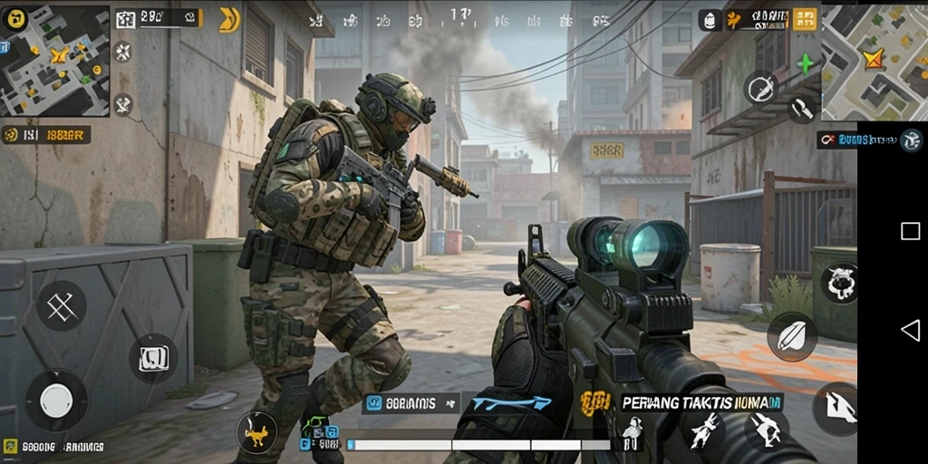 Screenshot gameplay 888R menampilkan aksi seru menembak dalam format FPS.