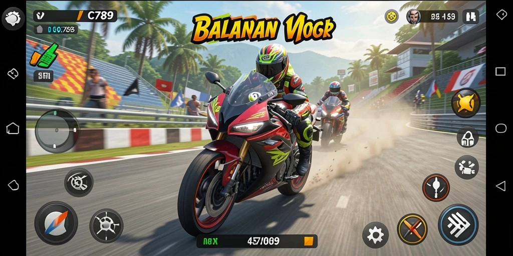 Tampilan gameplay C789 yang mendebarkan saat balapan motor.