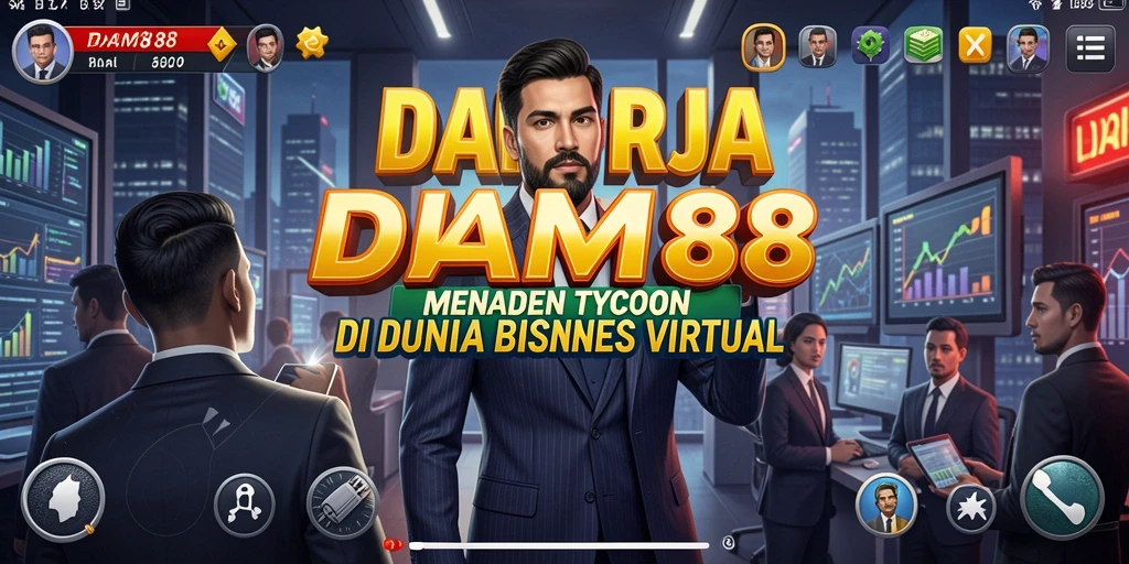 Tampilan gameplay <strong>DAM88</strong> dengan manajemen bisnis yang menarik.