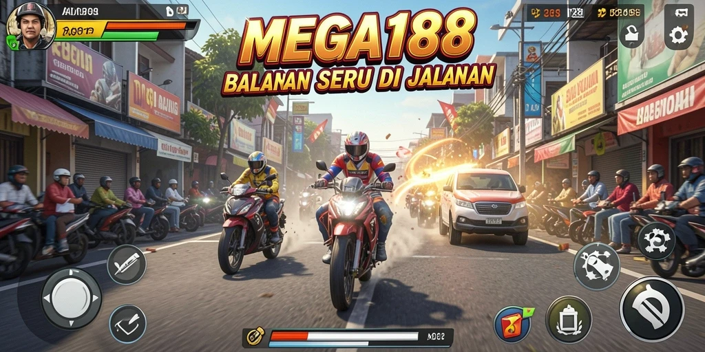 Gameplay balapan mendebarkan di MEGA188 yang penuh aksi.