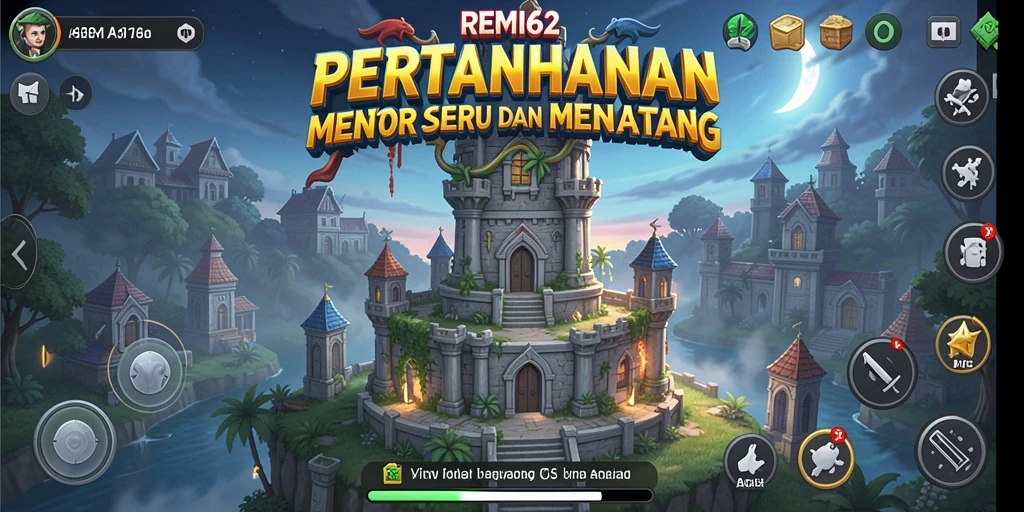 Tampilan gameplay Tower Defense yang seru dan strategis dalam REMI62.