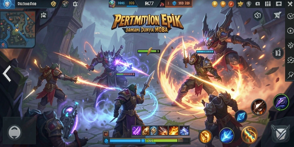 Tampilan gameplay seru dari RK77 yang menunjukkan strategi pertempuran tim.