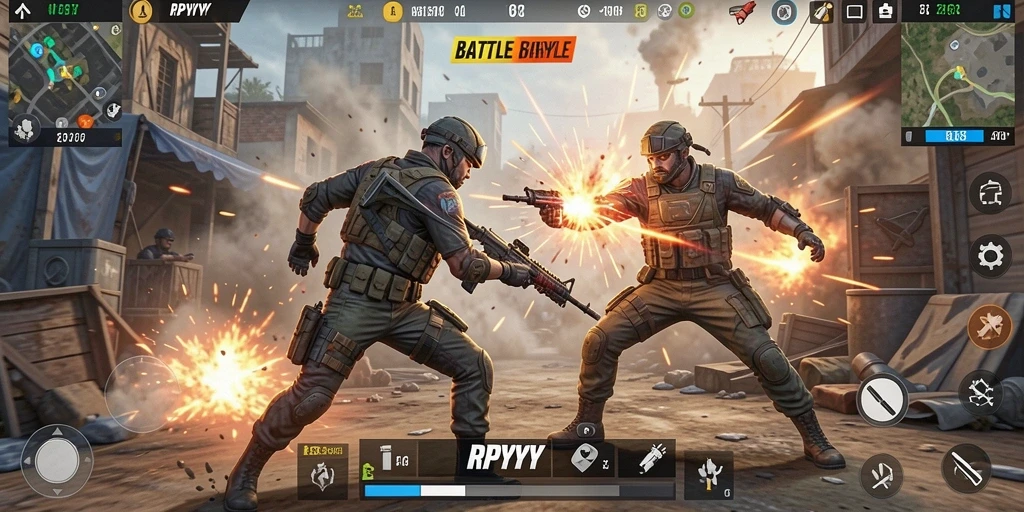 Screenshot menampilkan aksi mendebarkan dalam game Battle Royale RPYYY.