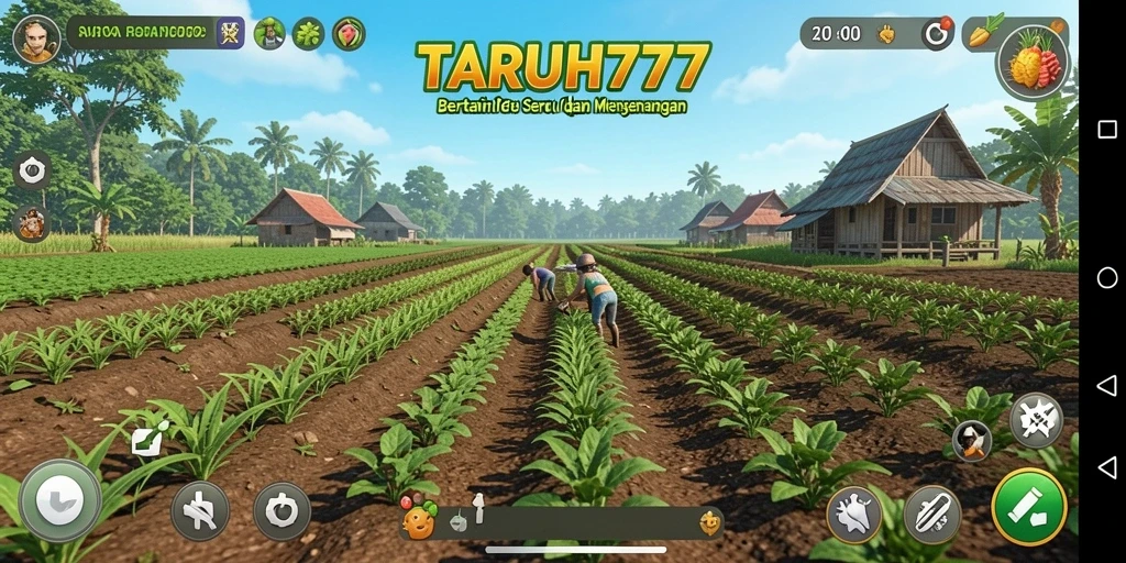 Tangkapan layar gameplay TARUH777 yang menunjukkan aktivitas bertani yang mengasyikkan.